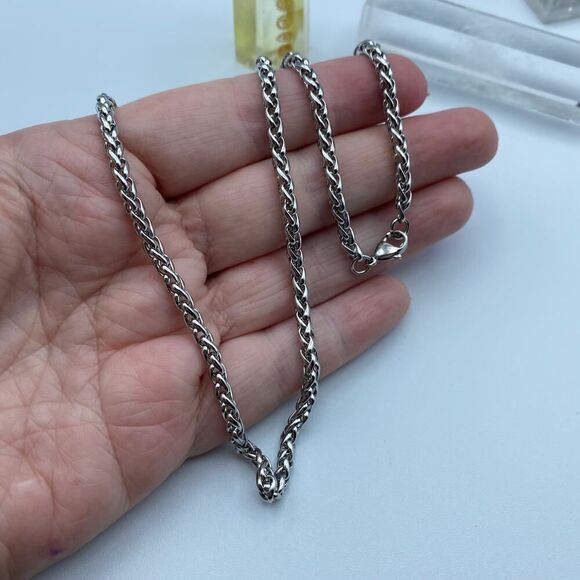 20 Inch Stainless Steel Wheat Chain With Lobster Claw Clasp, Unisex - Picture 3 of 4